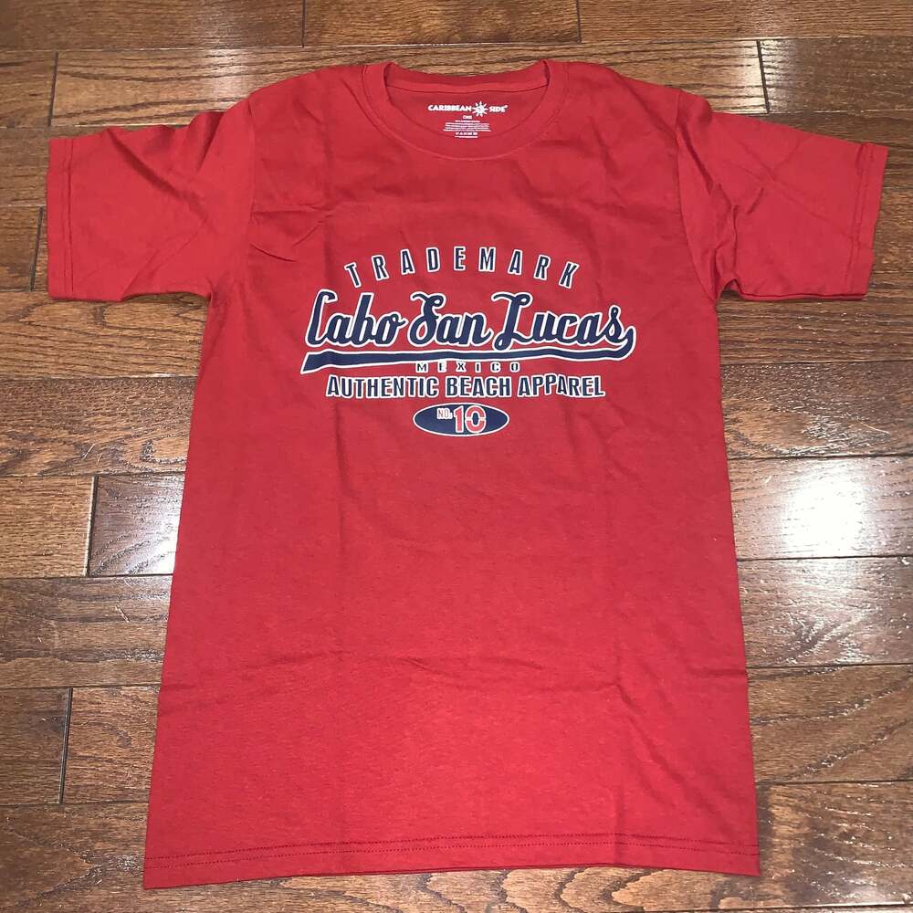 Vintage Caribbean Boys Red Cabo Shirt San Lucas Mexico Size S‎